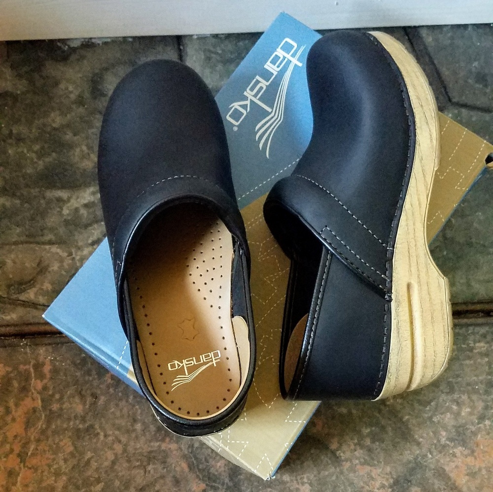 Dansko Oiled Black Clogs